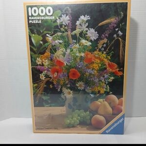 RARE 1984 Ravensburger "Still Life: Flowers & Fruit 1000 piece Jigsaw Puzzle Vtg